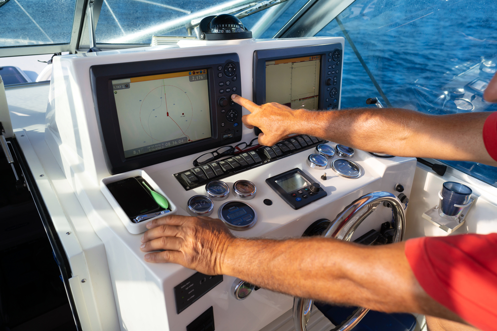 Inside the cockpit of yacht